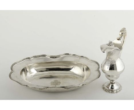 Ewer with cover and basin, D. Maria I, Queen of Portugal (1777-1816), 833/1000 silver, decoration engraved with the coat of a