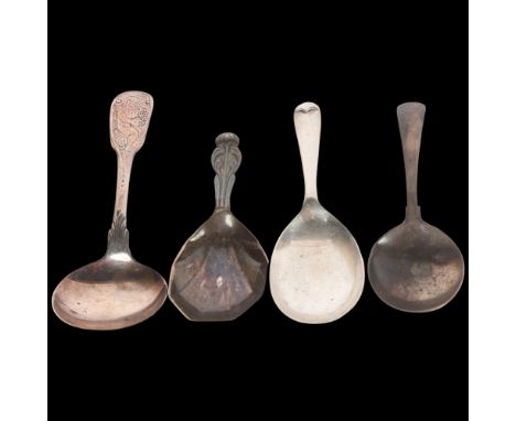 4 silver tea caddy spoons, including Antique Newcastle example, 10.5cm (4) . Condition Report:Lot sold as seen unless specifi