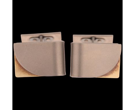 JENS JOHS AAGAARD - a pair of Danish modernist titanium and 14ct gold geometric cufflinks, 17.6mm, 5.7g . Condition Report:Br