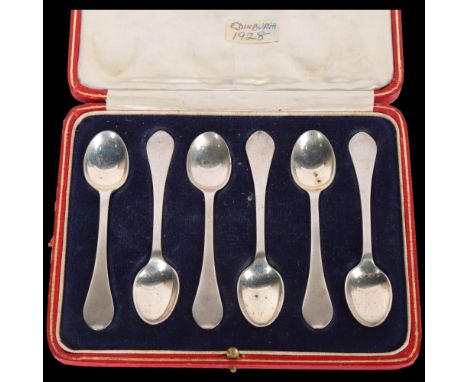 A cased set of 6 George V Scottish silver Rattail pattern coffee spoons, Mackay &amp; Chisholm, Edinburgh 1928, 9cm, 1.7oz to