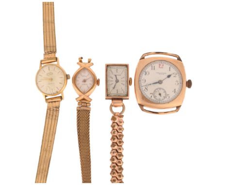 Various wristwatches, comprising 18ct Sandoz with gold plated bracelet, 16.6g gross, 9ct Arcadia with gold plated bracelet, 1