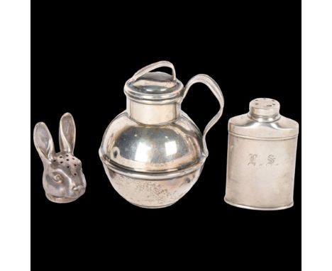 Various silver, including novelty rabbit head pepperette lid, etc (3) . Condition Report:Lot sold as seen unless specific ite