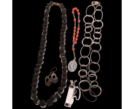 Various jewellery, including Peter Farrow silver hoop link necklace, etc . Condition Report:Lot sold as seen unless specific 