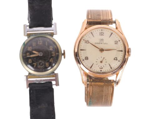 2 wristwatches, comprising Second World War Period mechanical wristwatch, and gold plated Ingersoll, both not currently worki