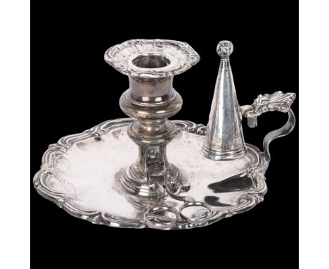 A George IV silver chamberstick, John Settle &amp; Henry Wilkinson, Sheffield 1829, lobed circular form with cast foliate rim