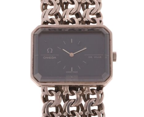 OMEGA - a Vintage sterling silver De Ville Jeux d'Argent mechanical bracelet watch, ref. 711.1909, circa 1973, blue dial with