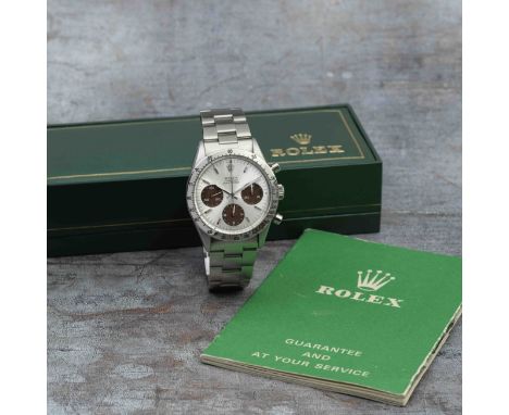 Rolex. A rare stainless steel manual wind chronograph bracelet watch offered by the original owner and together with original