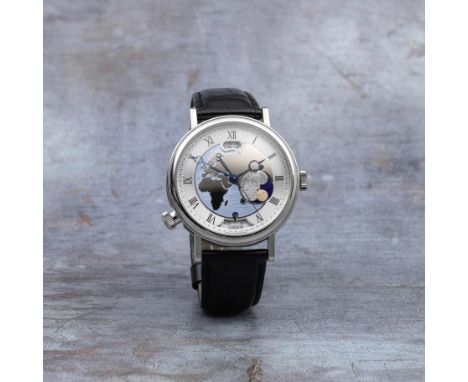 Breguet. A fine platinum automatic calendar wristwatch with world time and day/night indicationModel: Hora MundiReference: 57