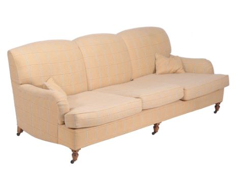  A three seat sofa, of recent manufacture,   attributed to Kingcome Sofas (Stratford pattern), with chequered oatmeal upholst