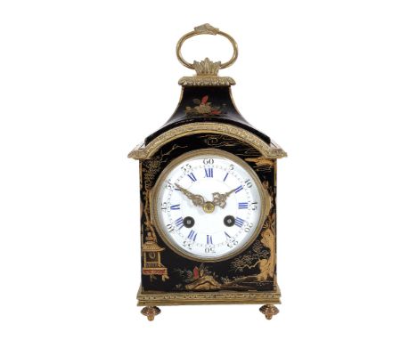  A Chinoiserie mantel clock, unsigned,   circa 1920, the eight-day bell striking movement stamped FRANCE and serial numbered 