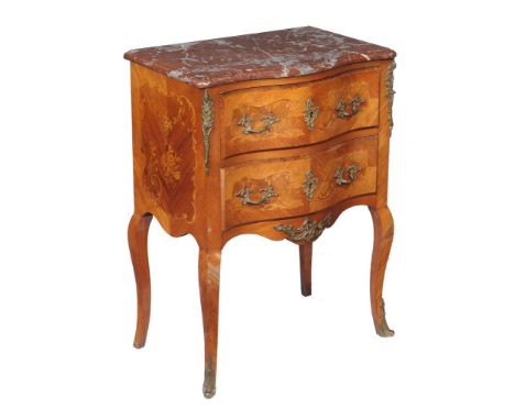 Ω  A French rosewood, floral marquetry, and gilt metal mounted petite commode in Louis XV style , late 19th/early 20th centur