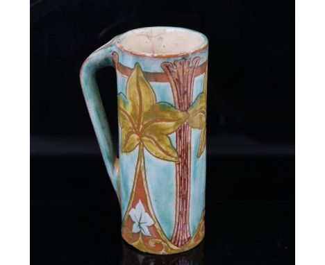 Della Robbia&nbsp;Art Nouveau Studio pottery single-handled vase, with stylised painted decoration, height 12.5cm There is a 