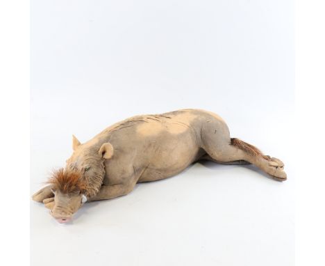 Nick Mackman, raku glaze ceramic sculpture, bearded pig, 2013, length 48cmPerfect condition 