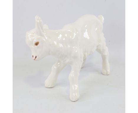A large Russian white glaze ceramic billy goat, length 24cmGood condition 