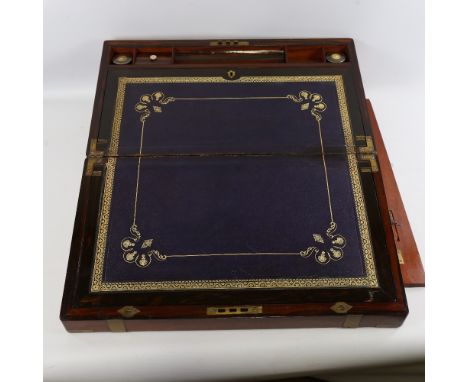 A Victorian brass-bound mahogany writing slope, previously owned by Major General Bailey Ashmore, who served in the Boer War,