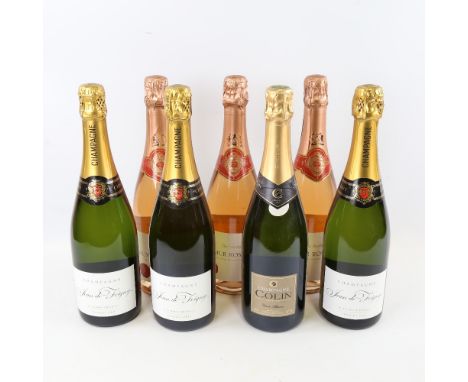 7 Bottles of sparkling wine,  4 Non Vintage Champagne and 3 Wine Society Samur Rose Brut.All wines in good condition, private