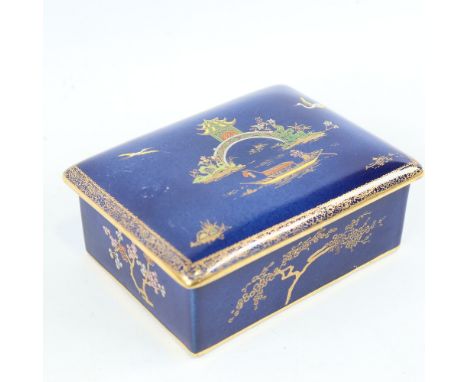 Carlton Ware Bleu Royale ceramic box and cover, 13cm x 10cmGood condition, gilding very slightly rubbed on the edges 