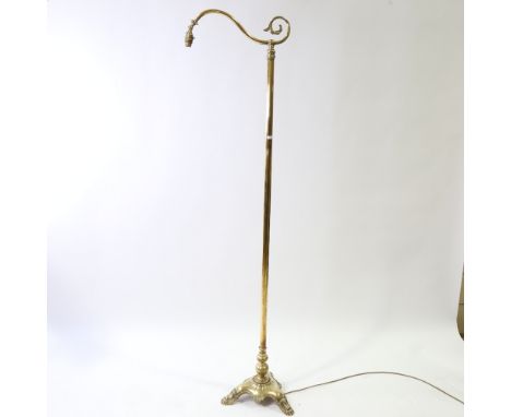 A late 19th early 20th century brass standard lamp, height 168cm