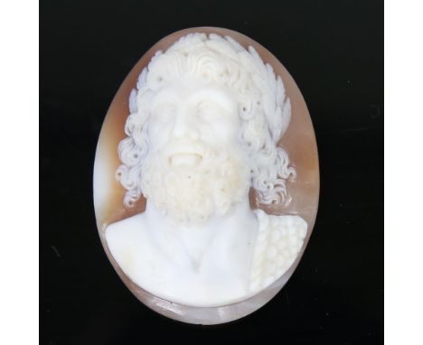 A 19th century fine cameo carved shell, depicting Classical head portrait, 38mm x 28cmVery good condition 