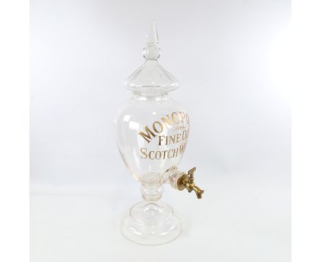 A 19th century cut-glass bar-top Whisky flagon for Monopoly Fine Old Scotch Whisky, engraved and gilded lettering, with facet