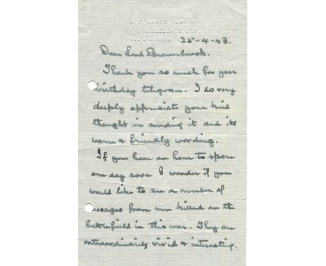 Dowding receives messages from deceased airmen DOWDING HUGH: (1882-1970) British Air Chief Marshal, Commander of RAF Fighter 