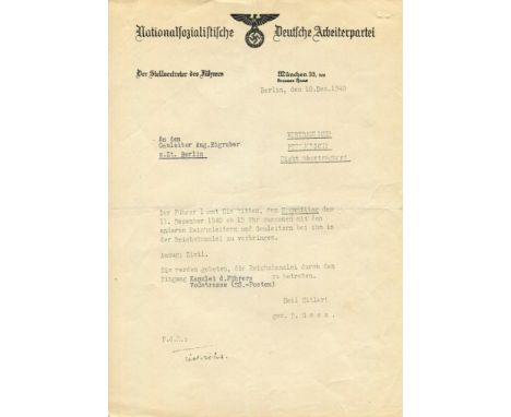 [HITLER ADOLF]: (1889-1945) Fuhrer of the Third Reich 1933-45. [HESS RUDOLF] (1894-1987) German politician, a leading member 