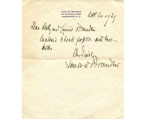 BRANDEIS LOUIS: (1856-1941) American lawyer and associate judge on the Supreme Court of the United States 1916-39. A brief A.