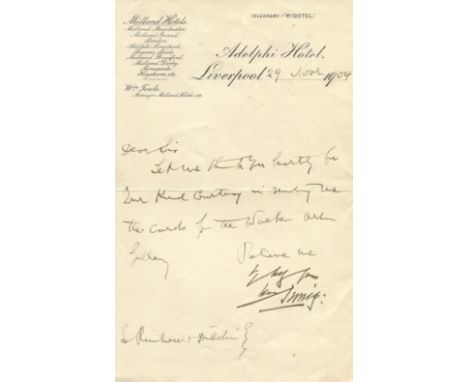 [STOKER BRAM]: (1847-1912) Irish Author of the horror novel Dracula (1897). IRVING HENRY (1838-1905) English stage actor, the
