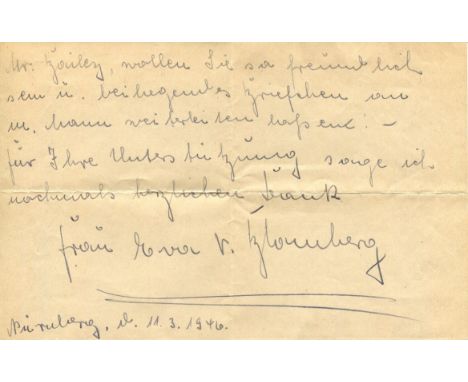 BLOMBERG EVA MARGARETE VON: (1913-1978) German typist & secretary, the second wife of Werner von Blomberg, Commander-in-Chief