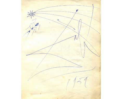 DALI SALVADOR: (1904-1989) Spanish Surrealist Painter. A very good vintage signature with drawing by Dali. Attractively and f