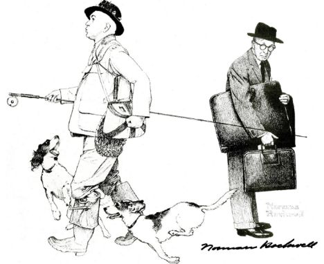 ROCKWELL NORMAN: (1894-1978) American painter and illustrator. A signed 14 x 11 black and white reproduction print of an illu