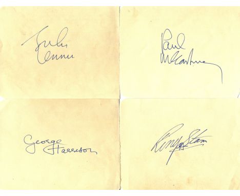 BEATLES THE: A good set of four identical pages removed from an autograph album individually signed by each of the four band 