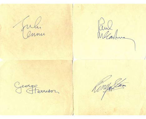 BEATLES THE: A good set of four identical pages removed from an autograph album individually signed by each of the four band 