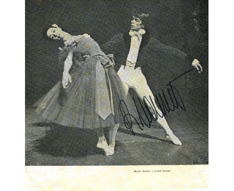 NUREYEV RUDOLF: (1938-1993) Russian Ballet Dancer. Signed 8 x 8 photo page removed from a programme, the image depicting Nure