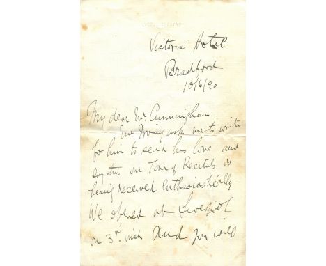 STOKER BRAM: (1847-1912) Irish Author of the horror novel Dracula (1897). A rare A.L.S., Bram Stoker, four pages, 8vo, Victor