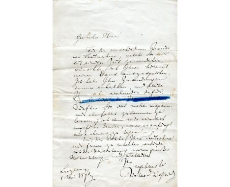 WAGNER RICHARD: (1813-1883) German Composer. A.L.S., Richard Wagner, one page, 8vo, Lucerne, 1st May 1870, to a gentleman, in