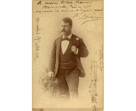 LEONCAVALLO RUGGIERO: (1857-1919) Italian Composer. An excellent signed and inscribed large 5.5 x 8 cabinet card photograph, 