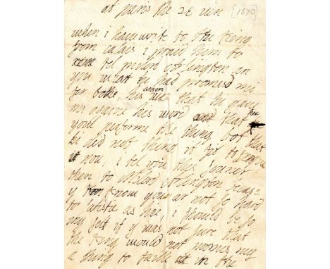 The Duchess writes her first letter in English, just seven days before her death HENRIETTA ANNE OF ENGLAND: (1644-1670) Duche