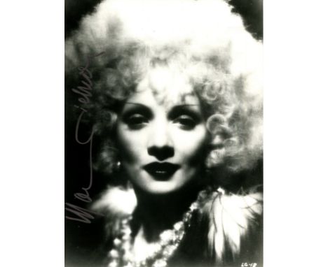 DIETRICH MARLENE: (1901-1992) German-American Actress and Singer. Signed 7 x 9 photograph of Dietrich in a close-up portrait 