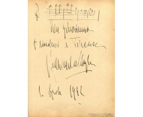 KARAJAN HERBERT VON: (1908-1989) Austrian Conductor. A good and unusual A.M.Q.S., Herbert von Karajan, with inscription, one 