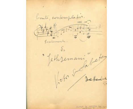 SABATA VICTOR DE: (1892-1967) Italian Conductor and Composer. Widely regarded as one of the most distinguished operatic condu