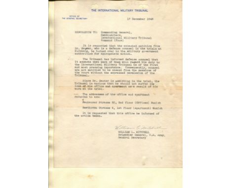 [NUREMBERG TRIALS]: An interesting group of T.Ls.S. etc. by various individuals, all relating to Dr. Fritz Sauter, a German l