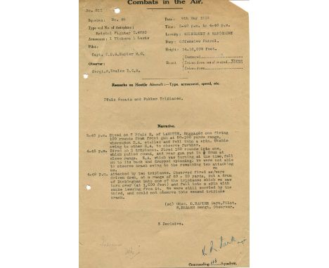 [NAPIER CHARLES]: (1892-1918) British fighter ace of World War I, credited with nine aerial victories. Killed in Action, shot