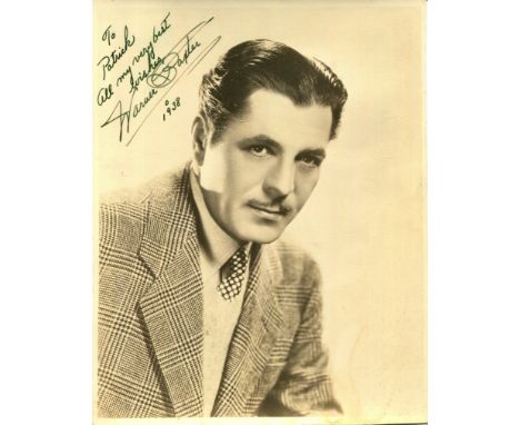 BAXTER WARNER: (1889-1951) American Actor, Academy Award winner. Vintage signed and inscribed 8 x 10 photograph of Baxter in 