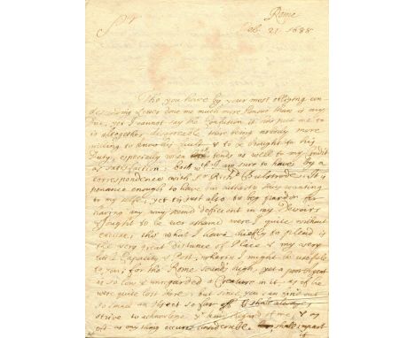 [INNOCENT XI]: (1611-1689) Pope of the Roman Catholic Church 1676-89. An interesting A.L.S., Jo. Lytcott, by the British Dipl
