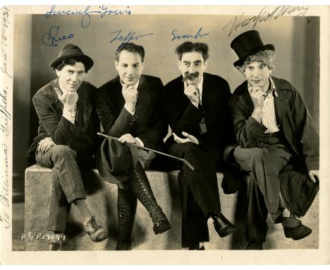 The four Marx Brothers in the year of Monkey Business MARX BROTHERS THE: An excellent vintage signed and inscribed sepia 10 x