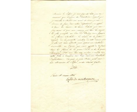 The King of France plans his escape upon Napoleon´s return from Elba and describes him as `The Tyrant who comes to bring to F