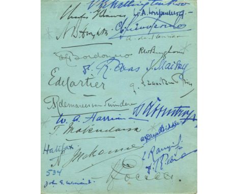 AMBASSADORS: An unusual multiple signed 8vo page removed from an autograph album featuring the signatures of twenty-two ambas