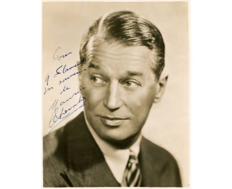CHEVALIER MAURICE: (1888-1972) French Actor and Entertainer. Vintage signed and inscribed 8 x 10 (20cm x 25cm) photograph of 