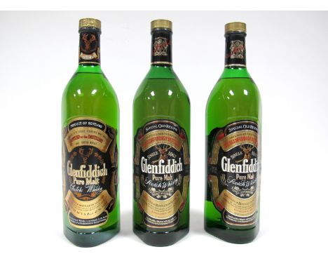 Whisky - Three Bottles of Glenfiddich Pure Malt Scotch Whisky, two Special Old Reserve, 1 Litre.